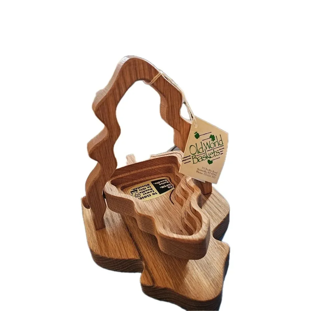 Old World Baskets Wooden Collapsible Trivet Bowl Tree Small NWT